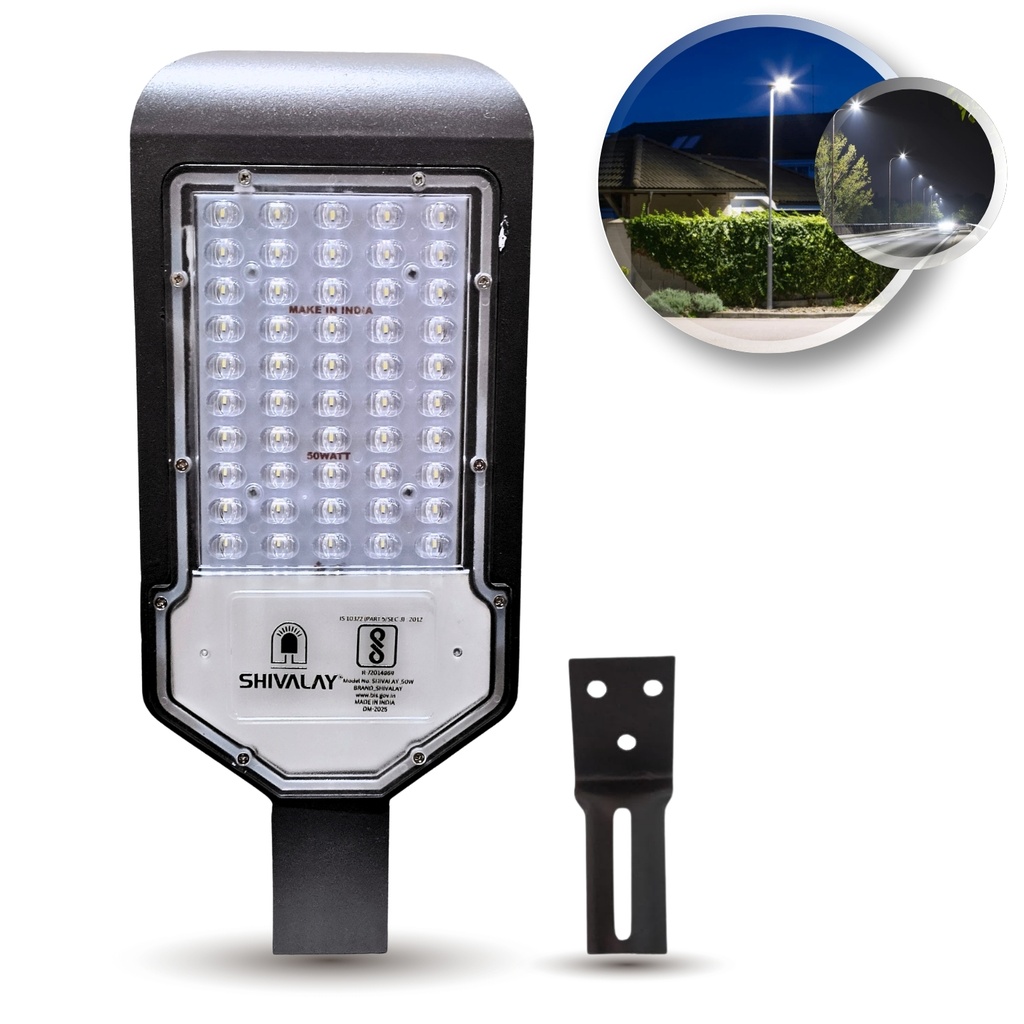 SHIVALAY 50W LED Street Light with Optical Lens, IP65 Waterproof Outdoor Light, High Brightness 6500K Cool White for Road, Garden, Parking, Security & Industrial Use (1)